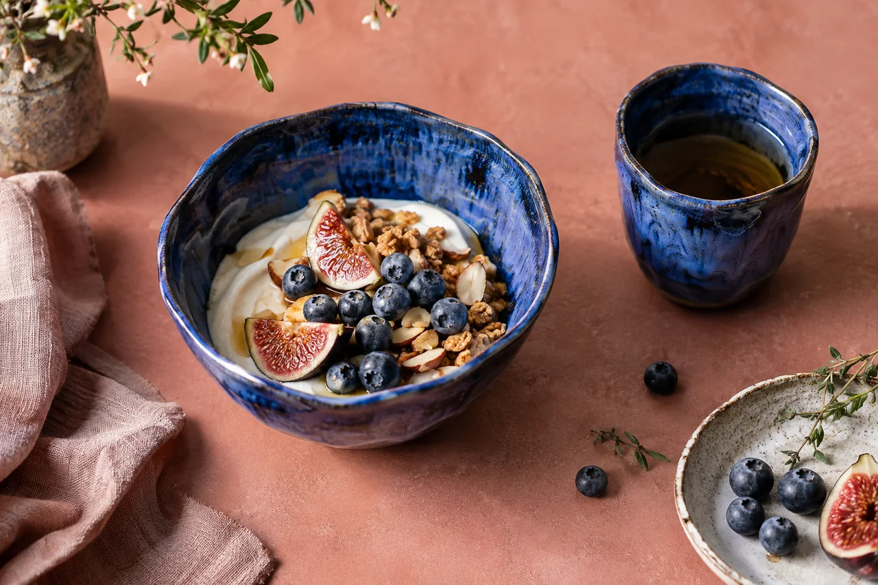 Breakfast in cobalt — illustrative product photograph